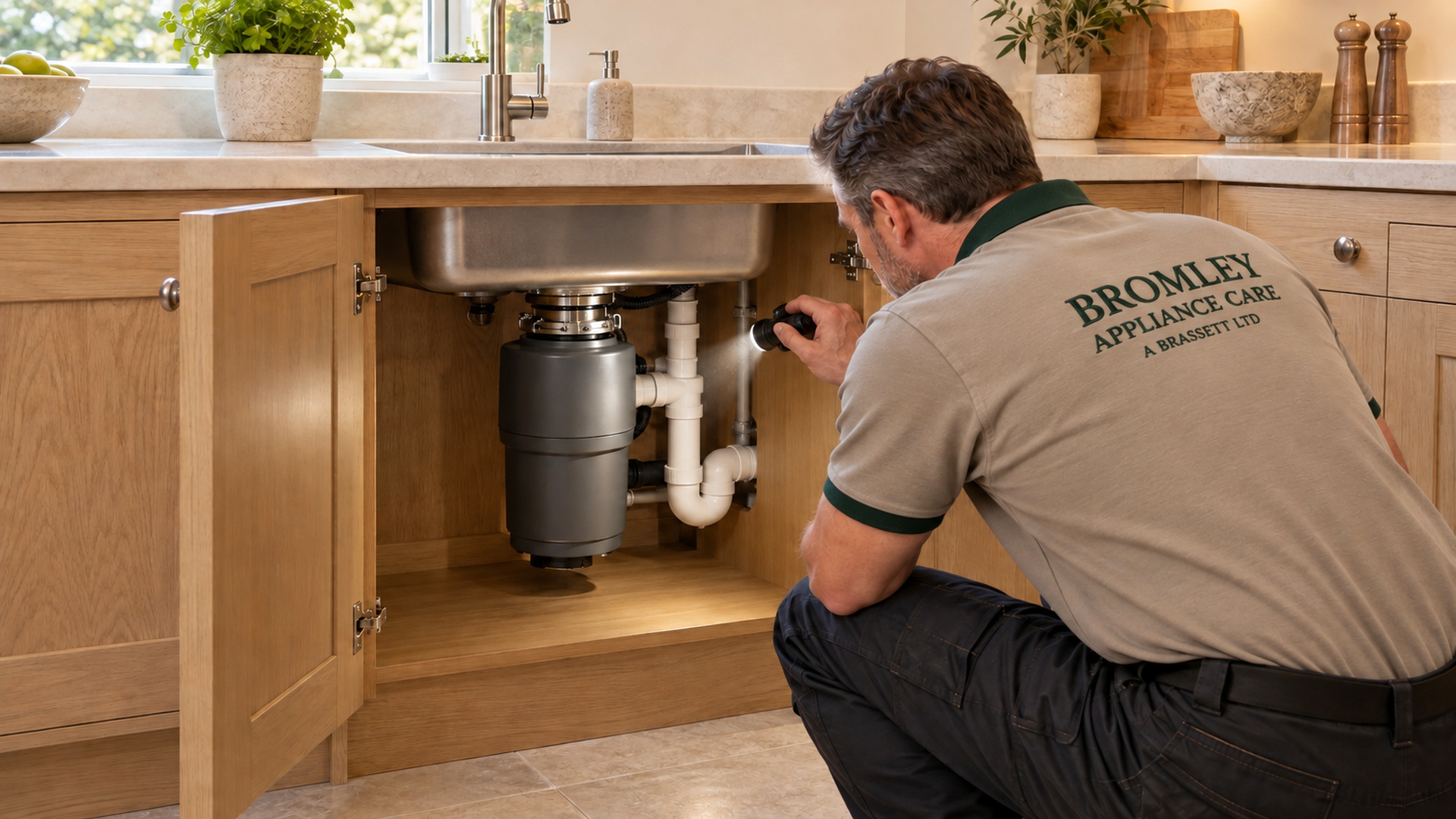 Original A Brassett promotional scene: Food waste disposers